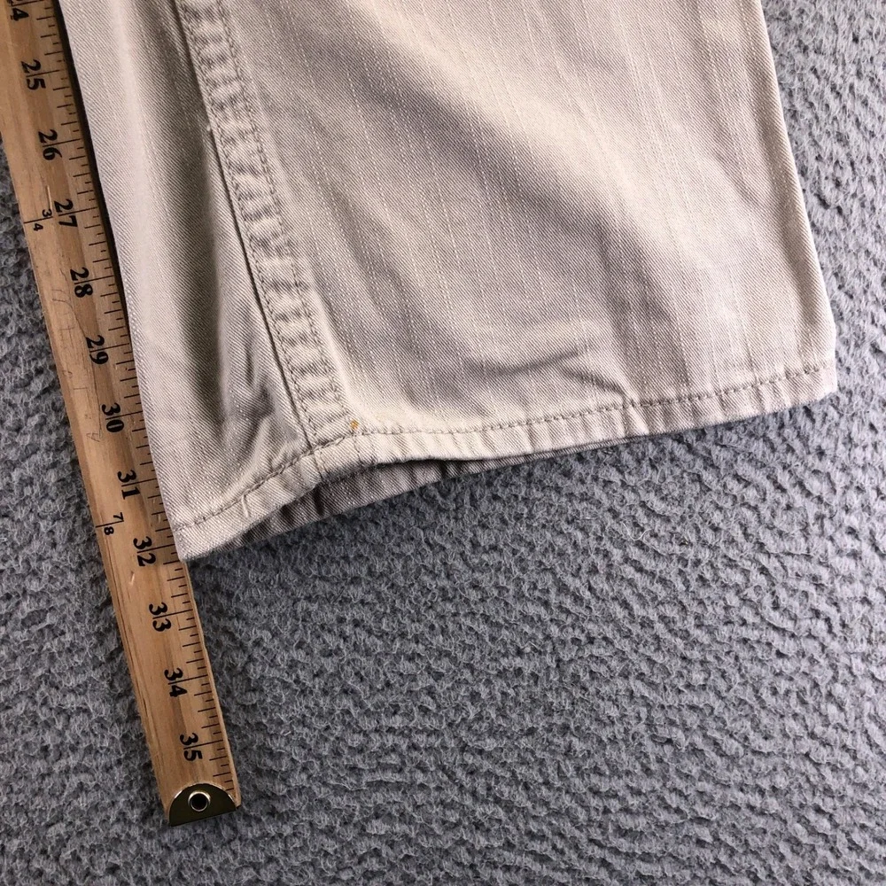 Vintage True Religion Jeans Mens 42x32 Tan Y2K Straight Skull Patch Made In USA